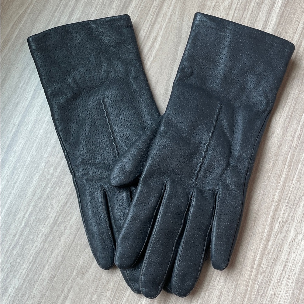 Size 7 FOWNES leather black gloves